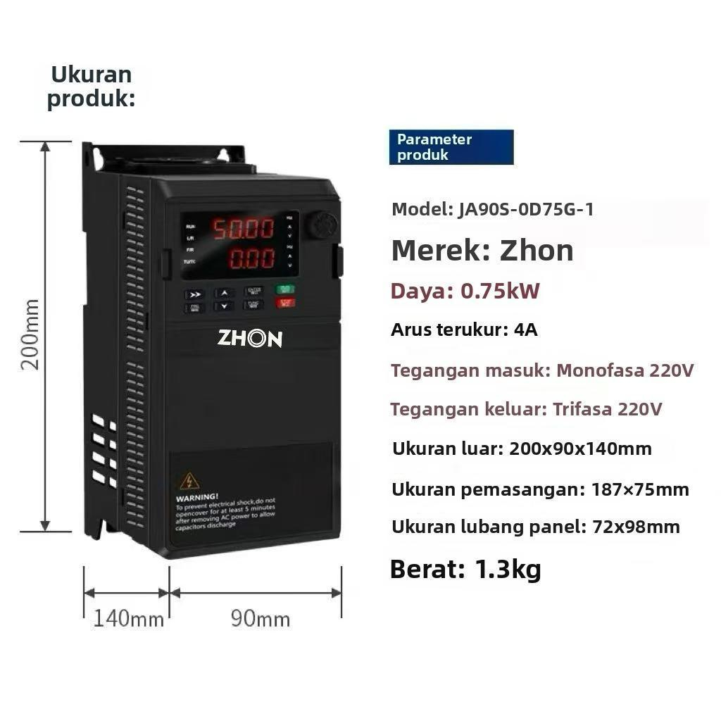 Inverter VFD ZHON 0.75KW IN 220V-OUT 220V