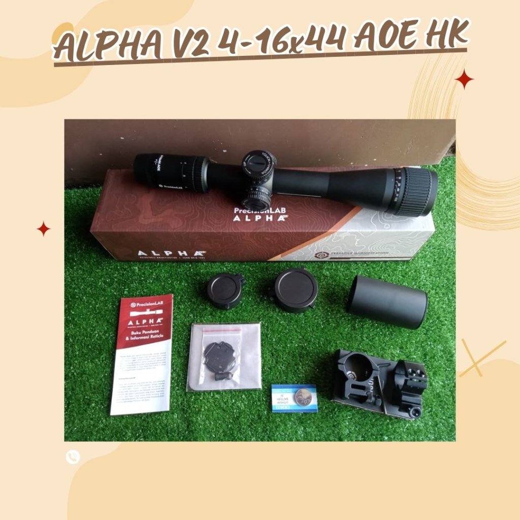 ALPHA V2 4-16x44 AOE HK reticle HK berlampu