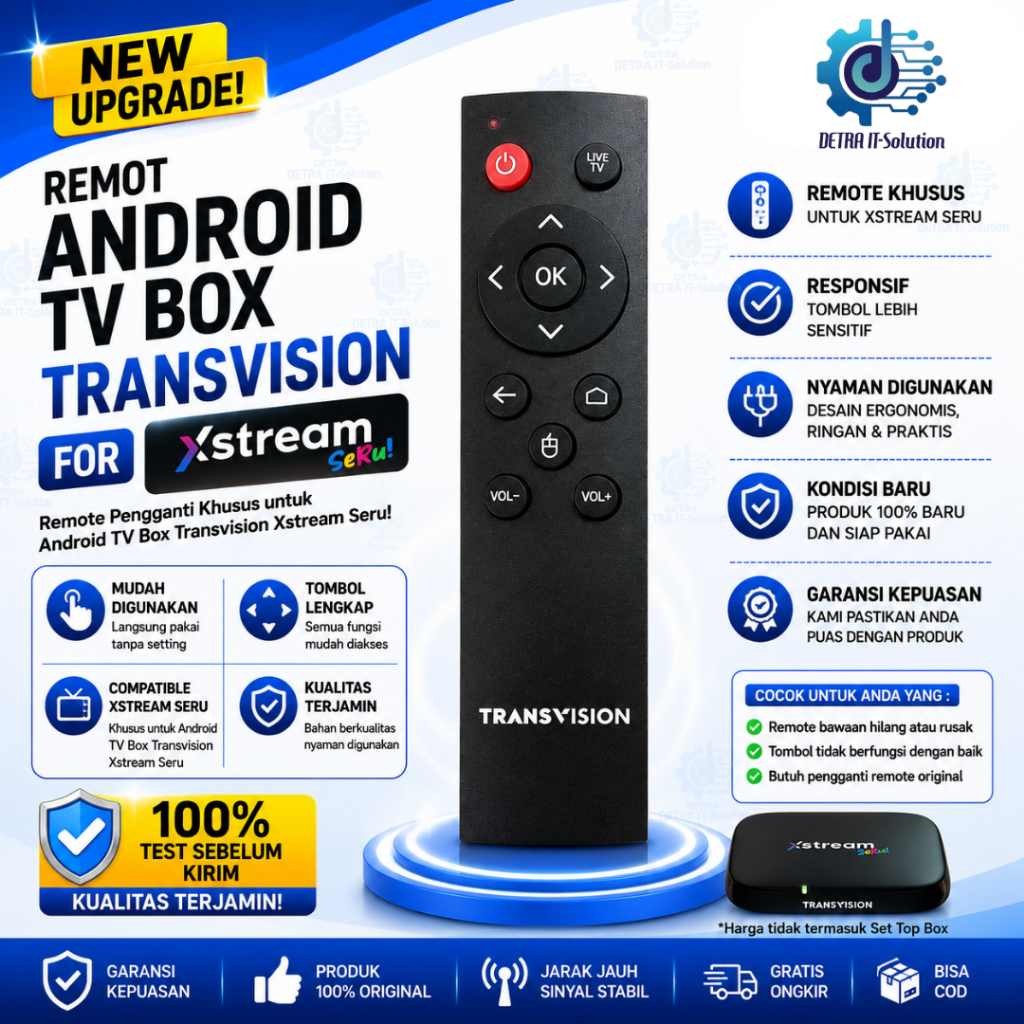 Remot Remote Android TV Box Smart TRANSVISION TRANVISION XSTREAM SERU | Baru, Praktis & Siap Digunak