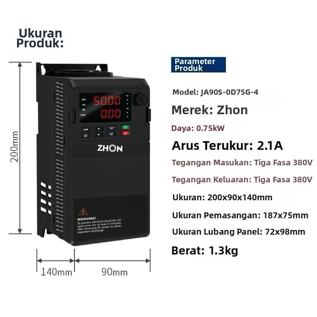 Inverter VFD  ZHON 0.75KW IN 380V-OUT 380V