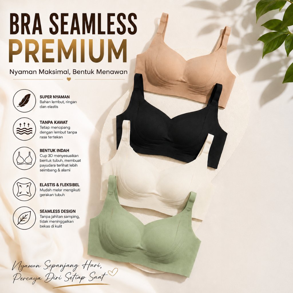 POLINI-LIVE Bra Wanita Fashion Push Up Seamless Tanpa Kawat K3 333
