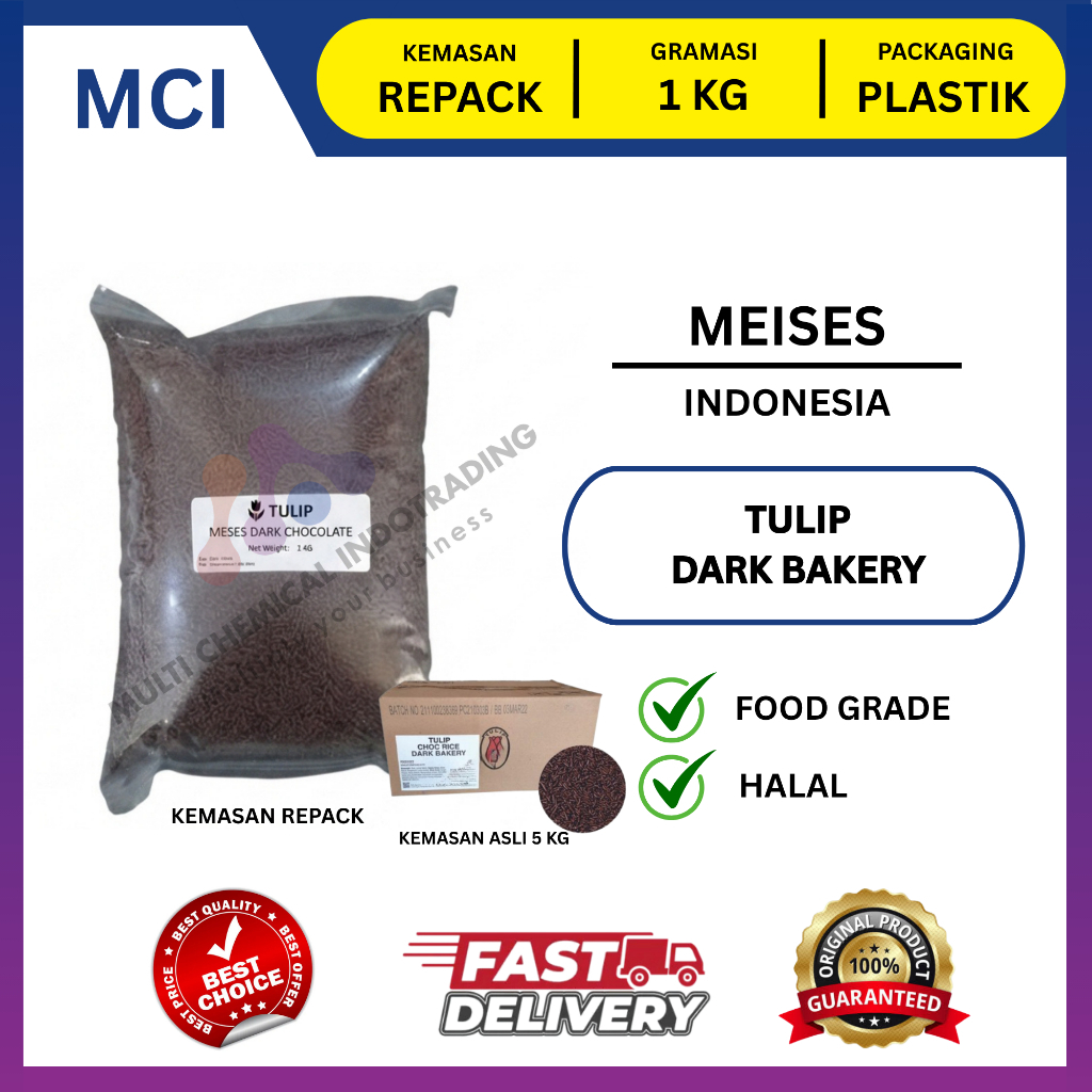 TULIP MESES COKLAT DARK BAKERY CHOCORICE / MEISES / CERES || 1 KG
