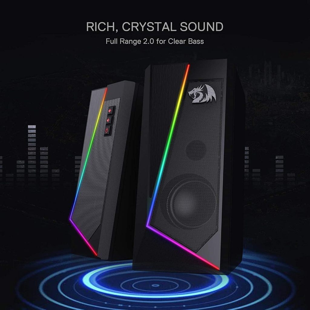 Redragon ANVIL GS520 Desktop Speaker Stereo Enhanced Sound Easy-Access Volume Control USB Power