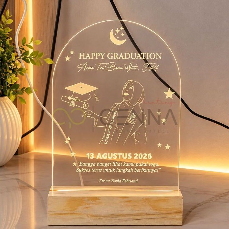 Hadiah Wisuda - Lampu LED Akrilik Sketsa Handwriting
