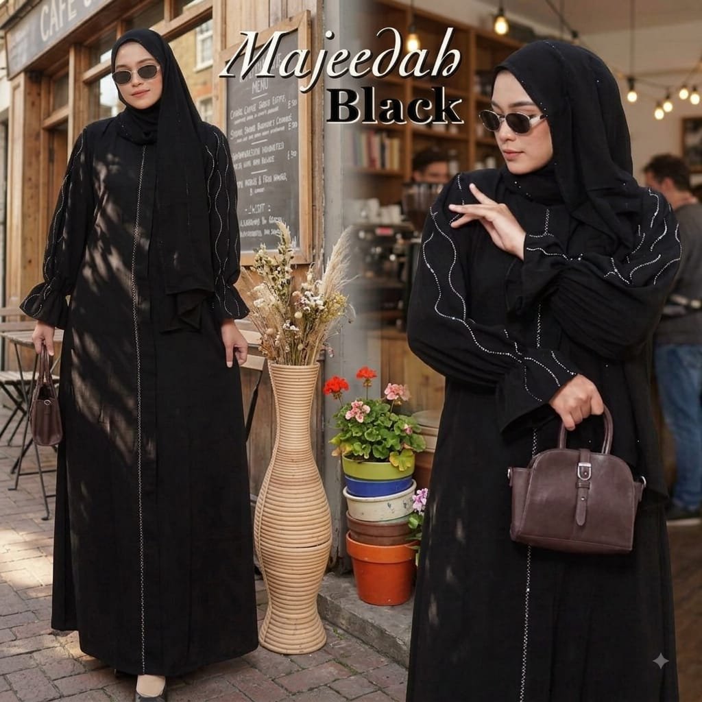 ABAYA SAUDI DUBAI MAJEDA BLACK MAJADE CHOCO NEW BY AFASWEET