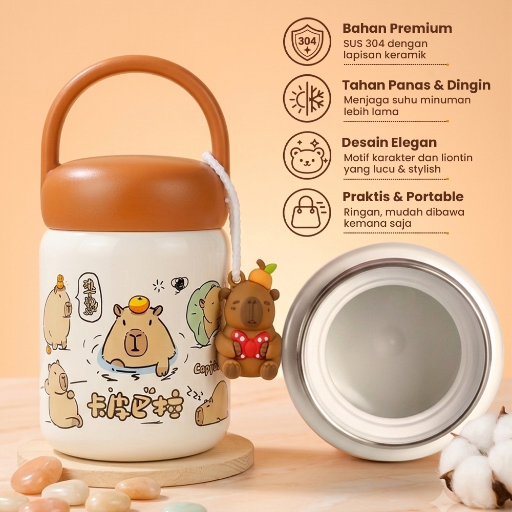 Diller Tumbler Mini 200ml SUS304 Lapisan Keramik Tahan Panas dingin Ceramic Lined Termos Kopi Aesthe