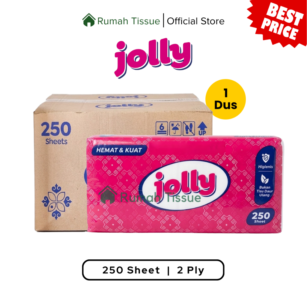 [1 DUS] 48 Pack Tisu Jolly 250 Sheet 2-Ply | Jolly Facial Tissue 250 Sheet 2-Ply