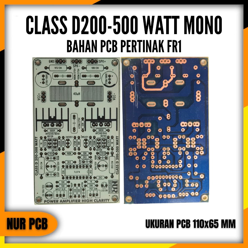 PCB Driver Power Amplifier Class D 200-500W TL074 Mono Audio Amplifier 4-8 Ohm DIY PA-053