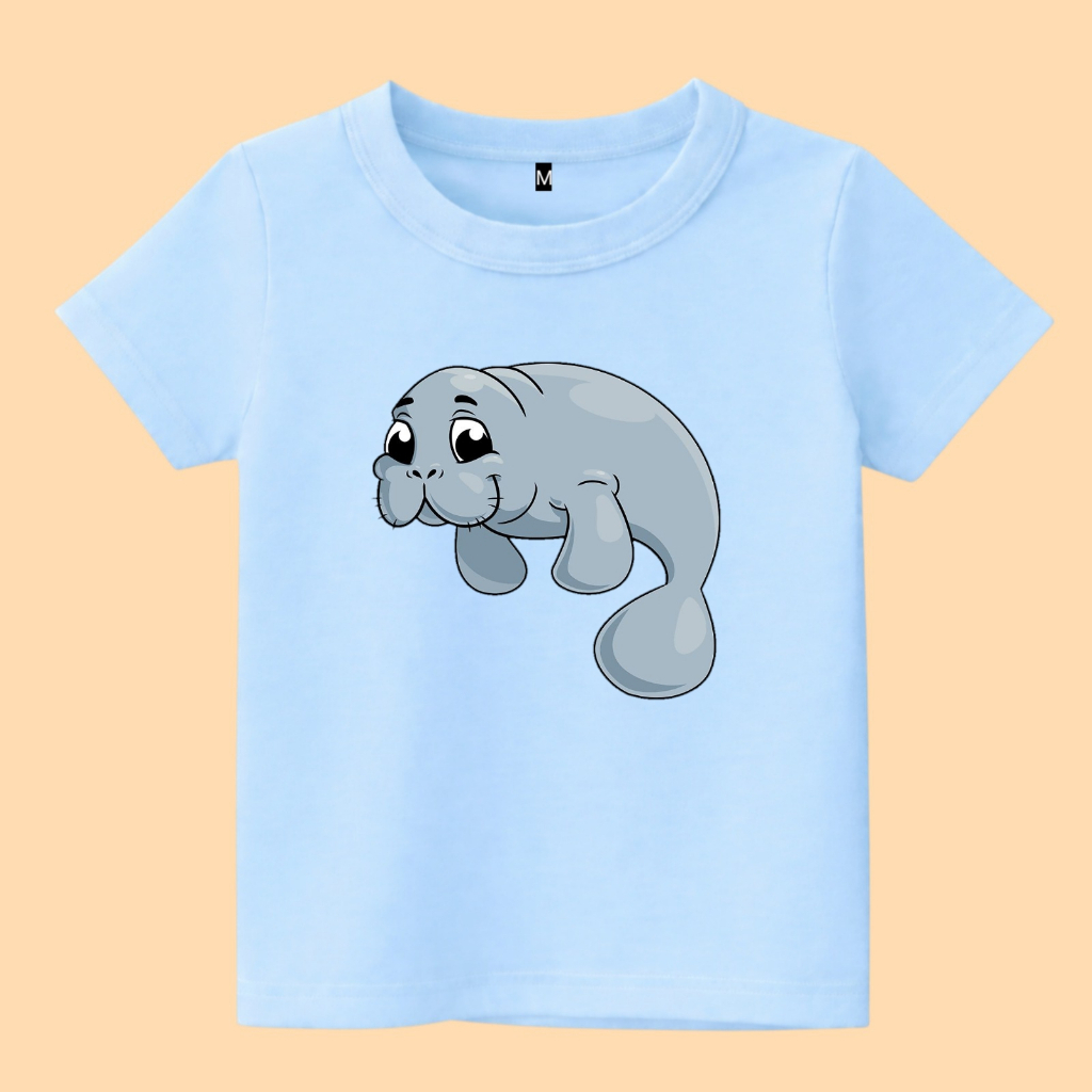 baju kaos anak gambar hewan laut Dugong