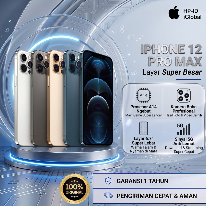 Apple iPhone 12 Pro Max 128GB 256GB 512GB Second Original 100% Ex Internasional Apple iBox Fullset M