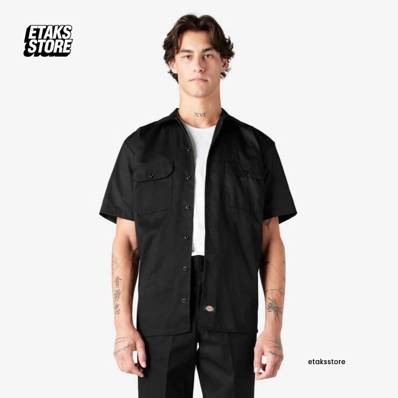 Kemeja Dickies Work Shirt 1574 Black | Short Sleeve Shirt Casual Work Formal | Original Resmi