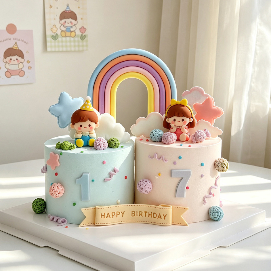 Pajangan Cake Silikon Party Boy Girl Topper Cake Ulang Tahun Anak Cewek Cowok Topi Perempuan Laki