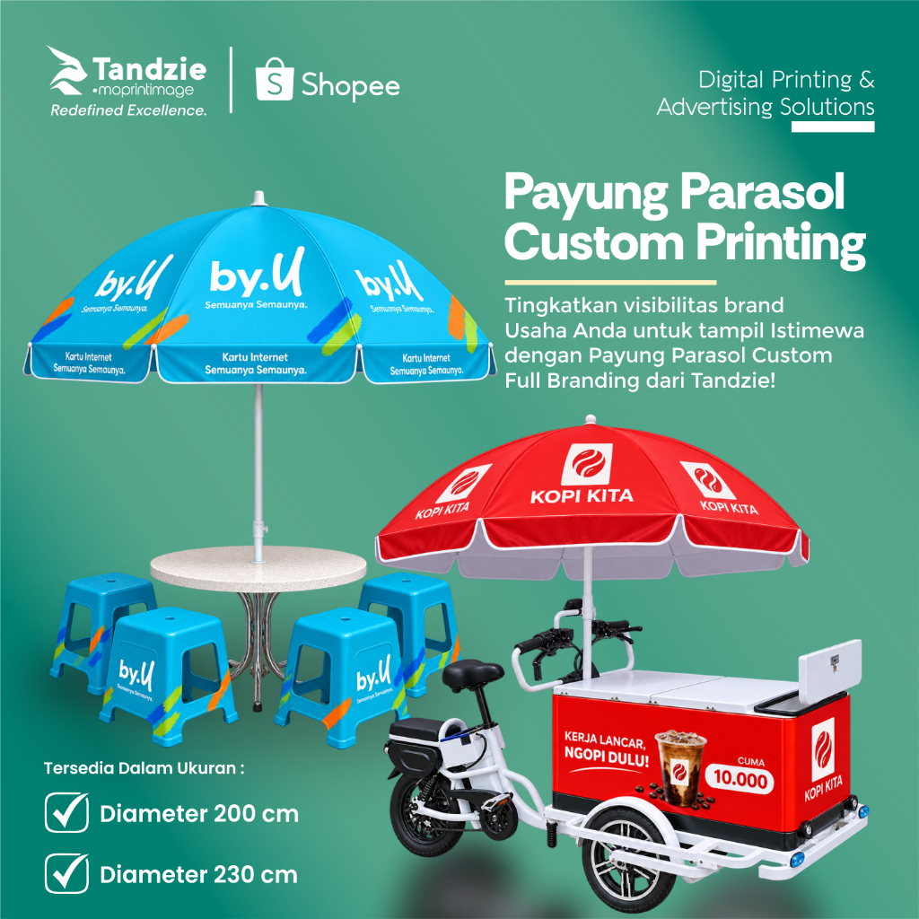 Payung Parasol Custom Printing Branding Logo Payung Promosi Logo Branding