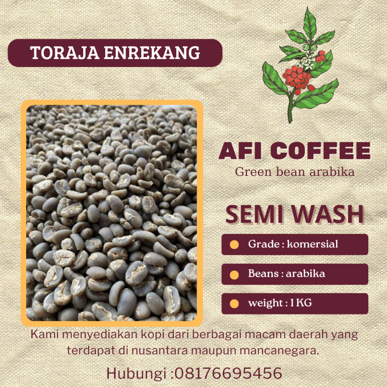 Green bean arabika Toraja enrekang semi wash | biji kopi mentah
