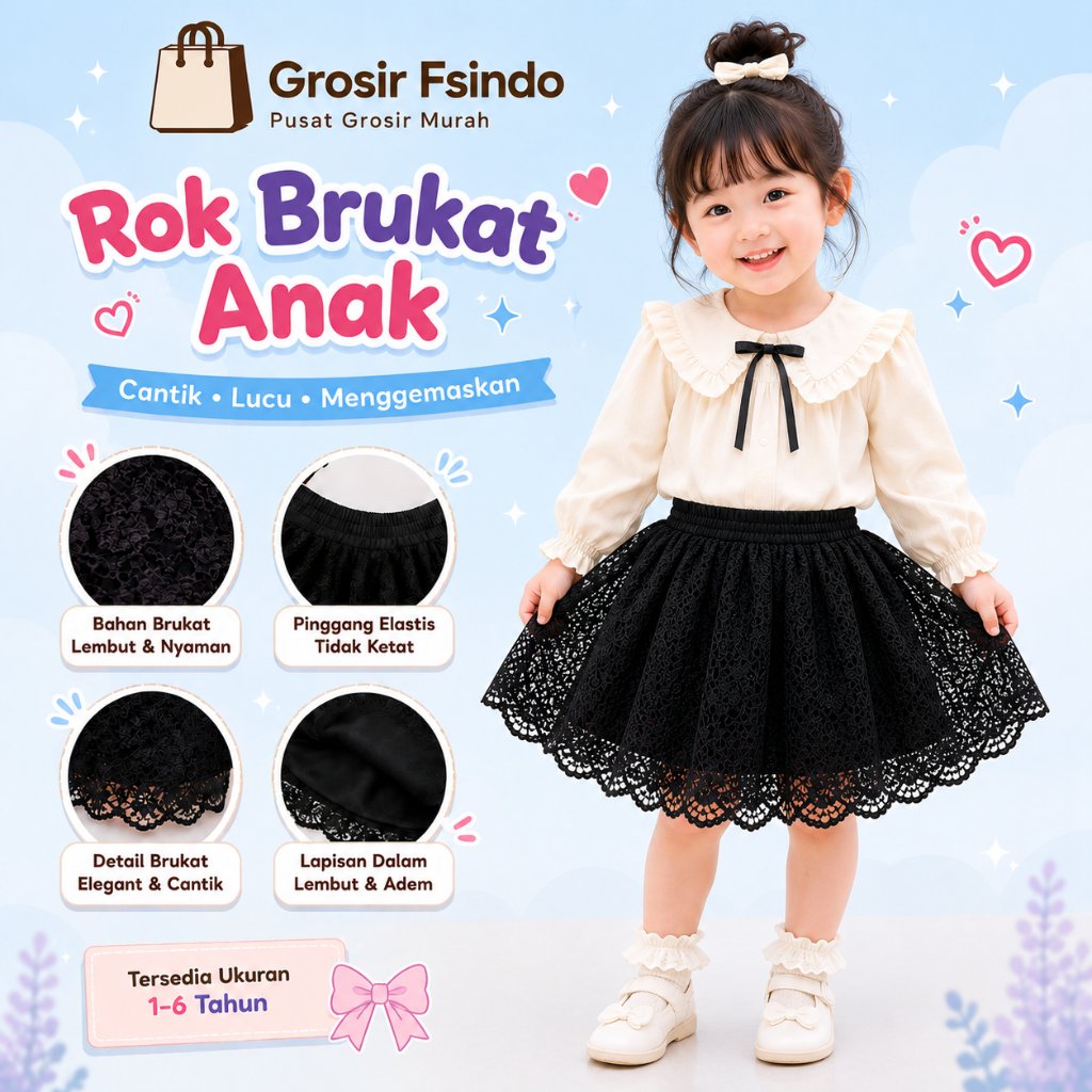Rok Pendek Bayi dan Anak Import/ Rok Brukat Anak Cantik Lucu/Rok Tutu Tile Anak Perempuan/ Rok8 Lyme