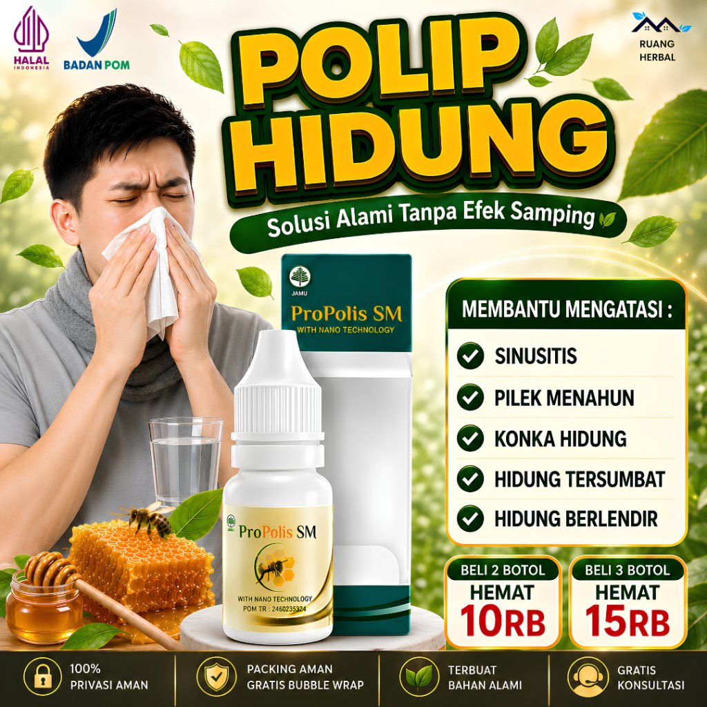 Propolis SM Obat Polip Hidung. Sinusitis, Rhinitis, Pilek Menahun, Konka Hidung, Infeksi Hidung, Hid