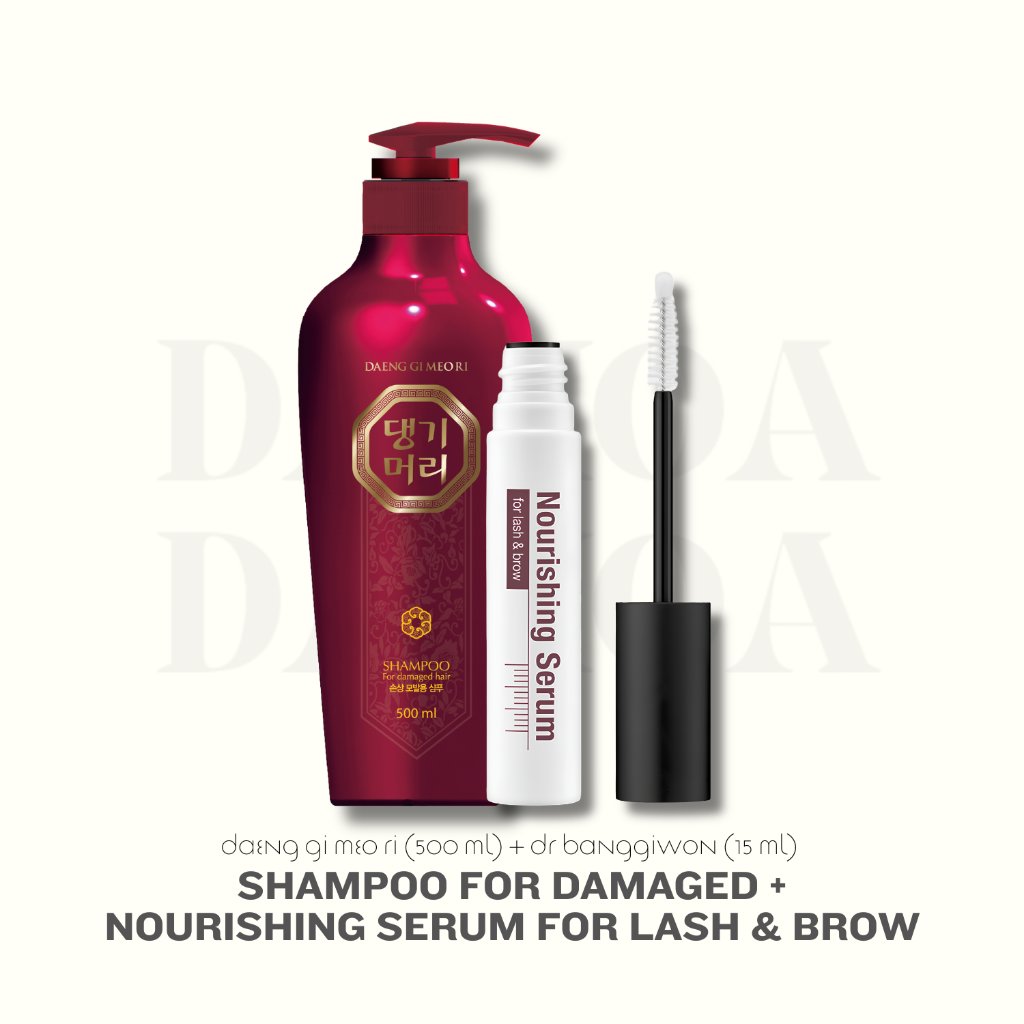 DAMOA - Shampoo for damaged 500ml + Nourishing serum eyelash 15ml - Shampoo untuk rambut rusak karen
