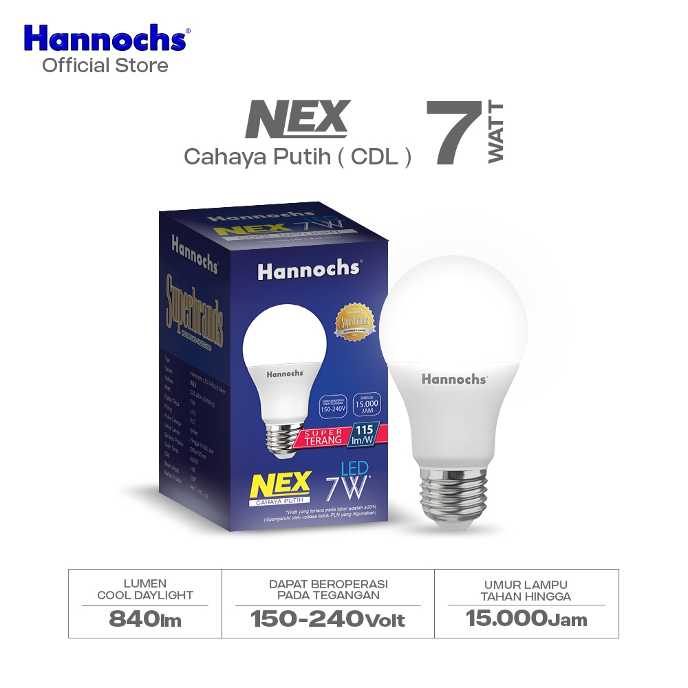 Hannochs Lampu Bohlam LED NEX 7W Cahaya Putih