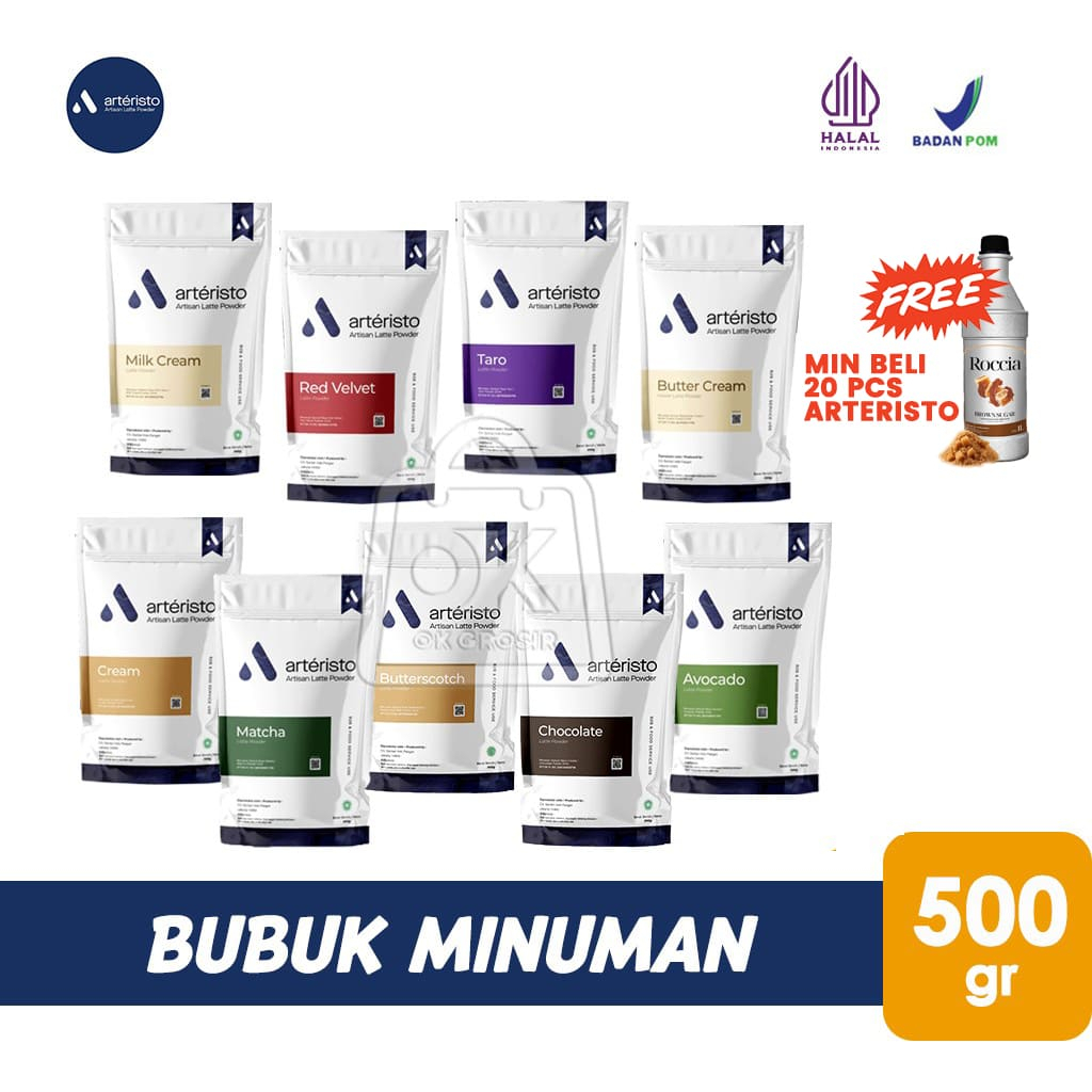 Bubuk Minuman Rasa ARTERISTO No Sugar Plain Premium Powder Drink Tanpa Gula (500 gr)