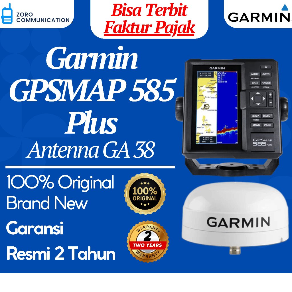 Garmin GPSMAP 585 Plus + Antenna GA 38 – Fishfinder & GPS Garansi Resmi 2 Tahun 100% Original Garmin