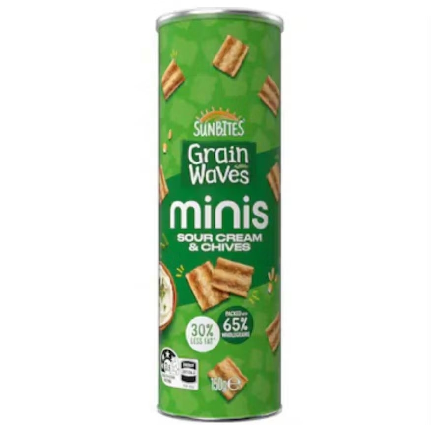 Sunbites Grain Waves Minis Sour Cream & Chives Wholegrain Chips 150g
