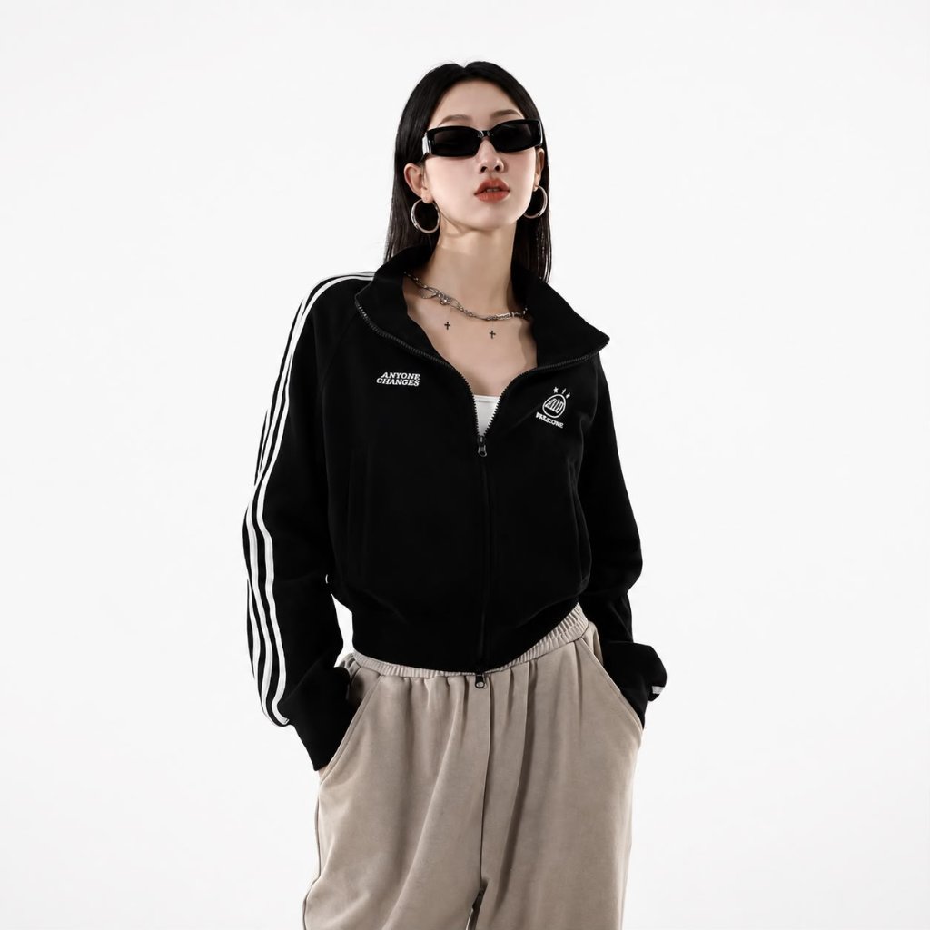 Sweater Jaket Crop Zipper Wanita Korean Anyone Changes L