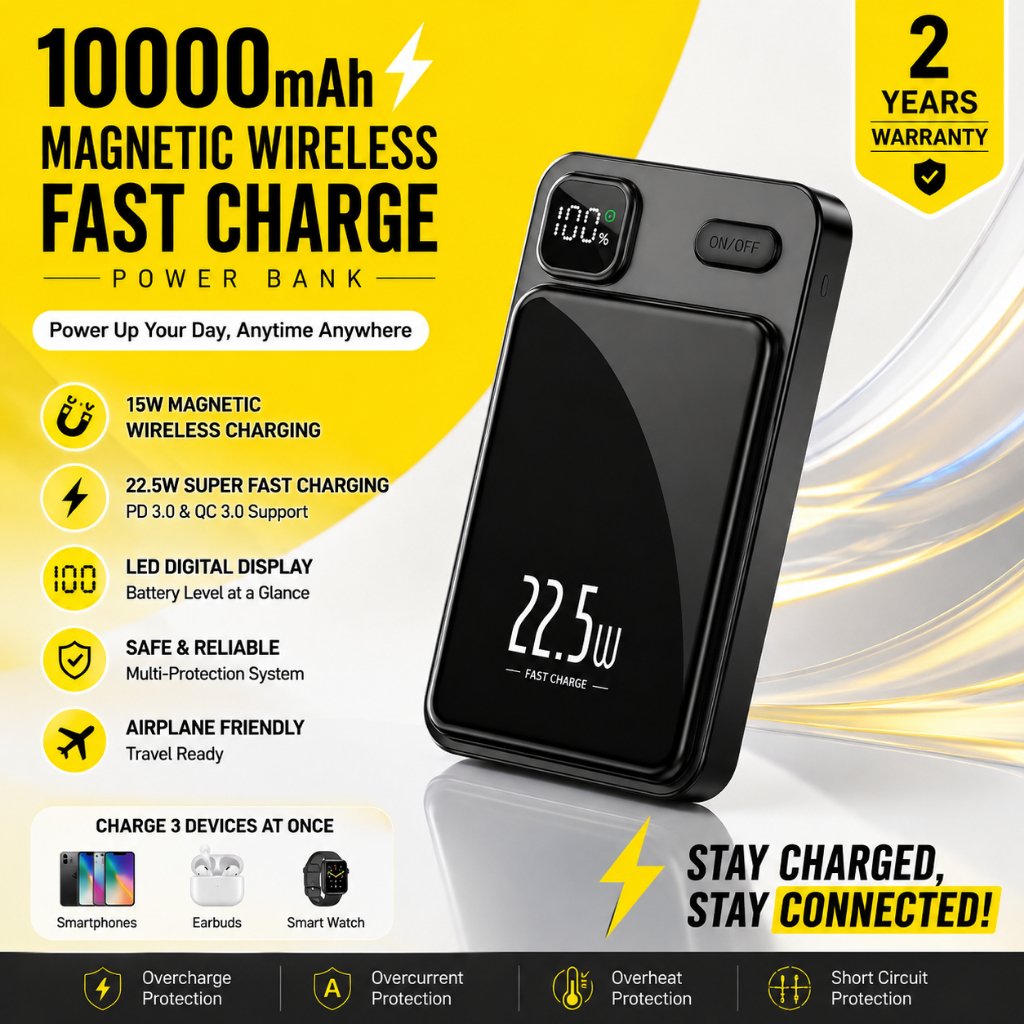 HZSUM LENTIVEN Wireless Powerbank 10000Mah Mini Fast Charging Magsafe Magnetic 20W