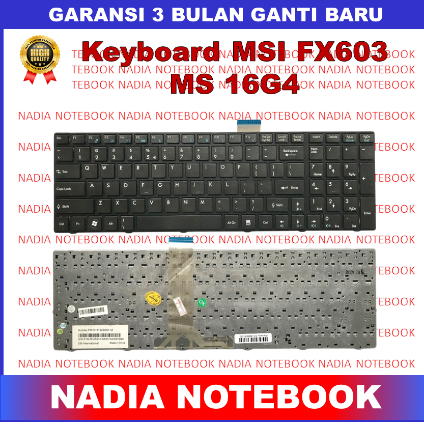 Keyboard MSI FX603 FX600 FX610 FX620 CX705 CX720 P600 FR600 N6235 FX600MX ms 16g4