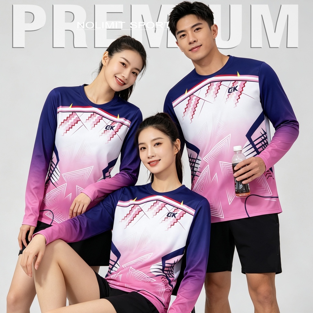Cod) lengan panjang Kaos Lengan Panjang Pria Wanita Training Dry Fit Full Print untuk Sepeda dan Ola