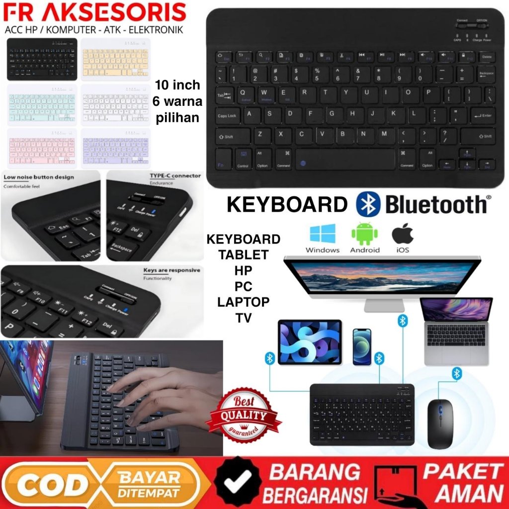 KEYBOARD BLUETOOTH ANDROID IOS PC KEYBOARD WIRELESS BLUETOOTH SLIM 10 INCH KEYBOARD TABLET / HP KEYB