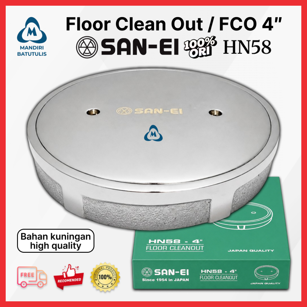 SAN-EI Floor Clean Out 4" Inch HN58 ORIGINAL - Saringan Pembuangan Air - FCO Sanei Bahan Kuningan Hi