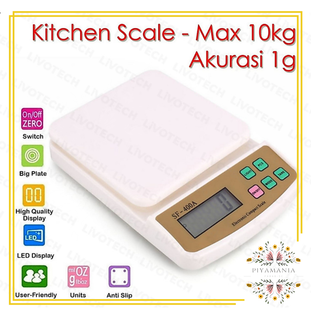 PIYAMANIA Kitchen Scale SF-400 A / SF400A Timbangan Dapur Digital 10Kg SF-400A