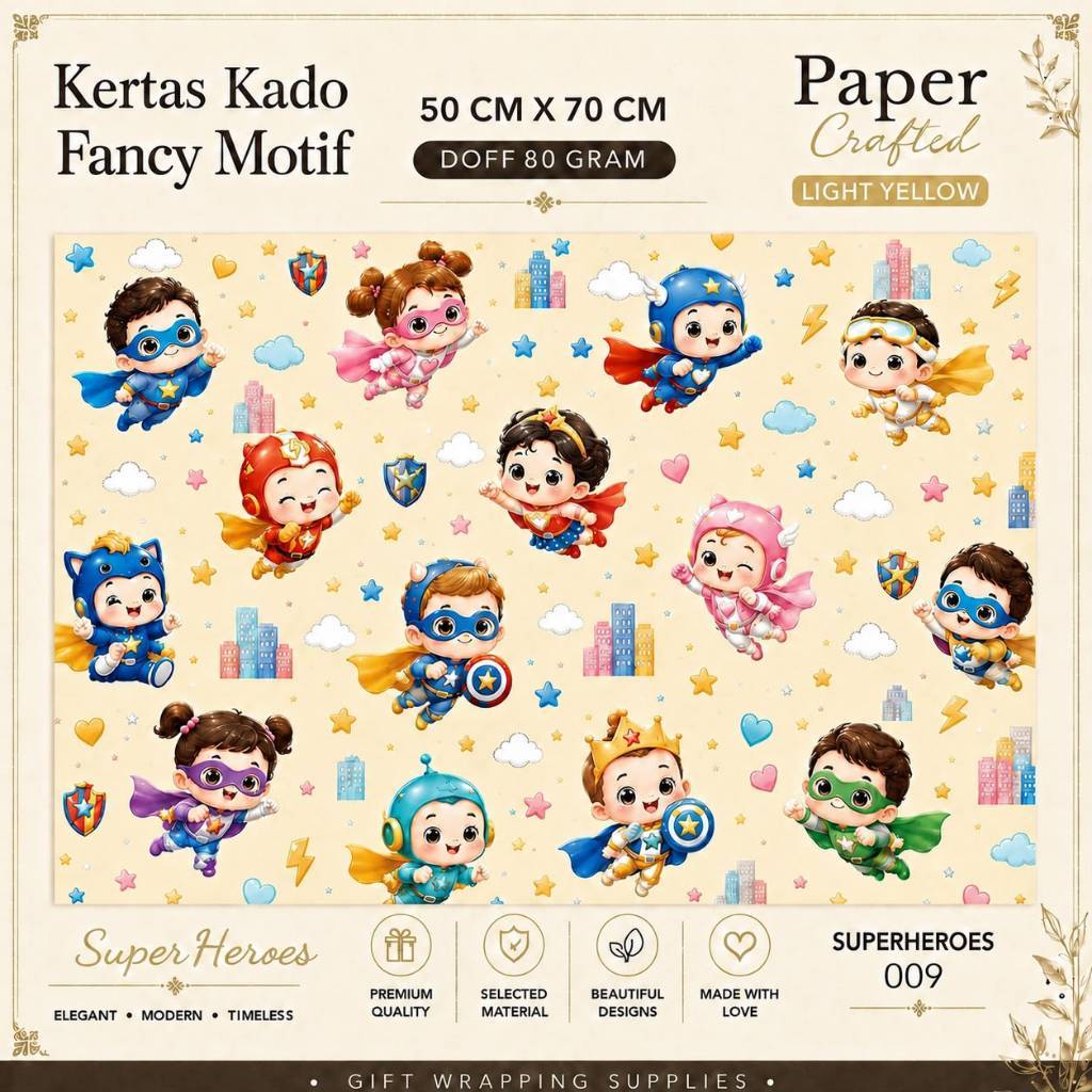 5 LEMBAR - Heroes Kertas Kado Happy Pakka 50x65cm 80gr Gift Hampers HP009