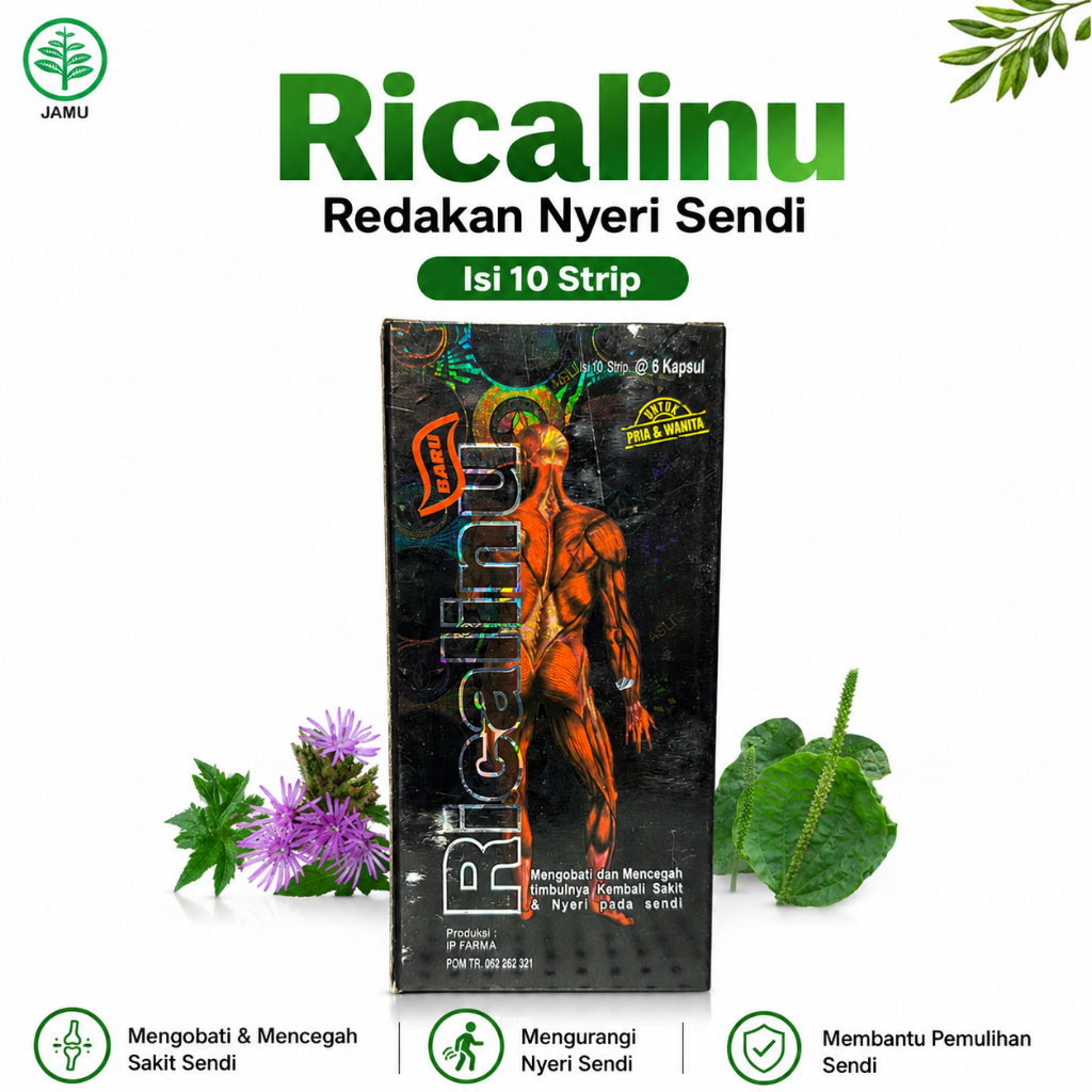 Ricalinu Obat Pegal Linu 30 Kapsul - Menyembuhkan Nyeri Sendi, Tingkatkan Stamina, Atasi Asam Urat