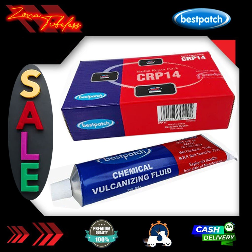 Bestpatch CRP-14 1Box - PAKET Karet Tambal Ban CRP14 1Box + Lem Bestpatch 75ml