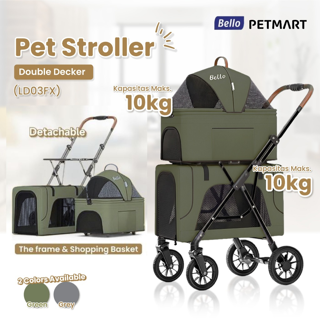 BELLO Pet Stroller Detachable Double Decker LD03FX