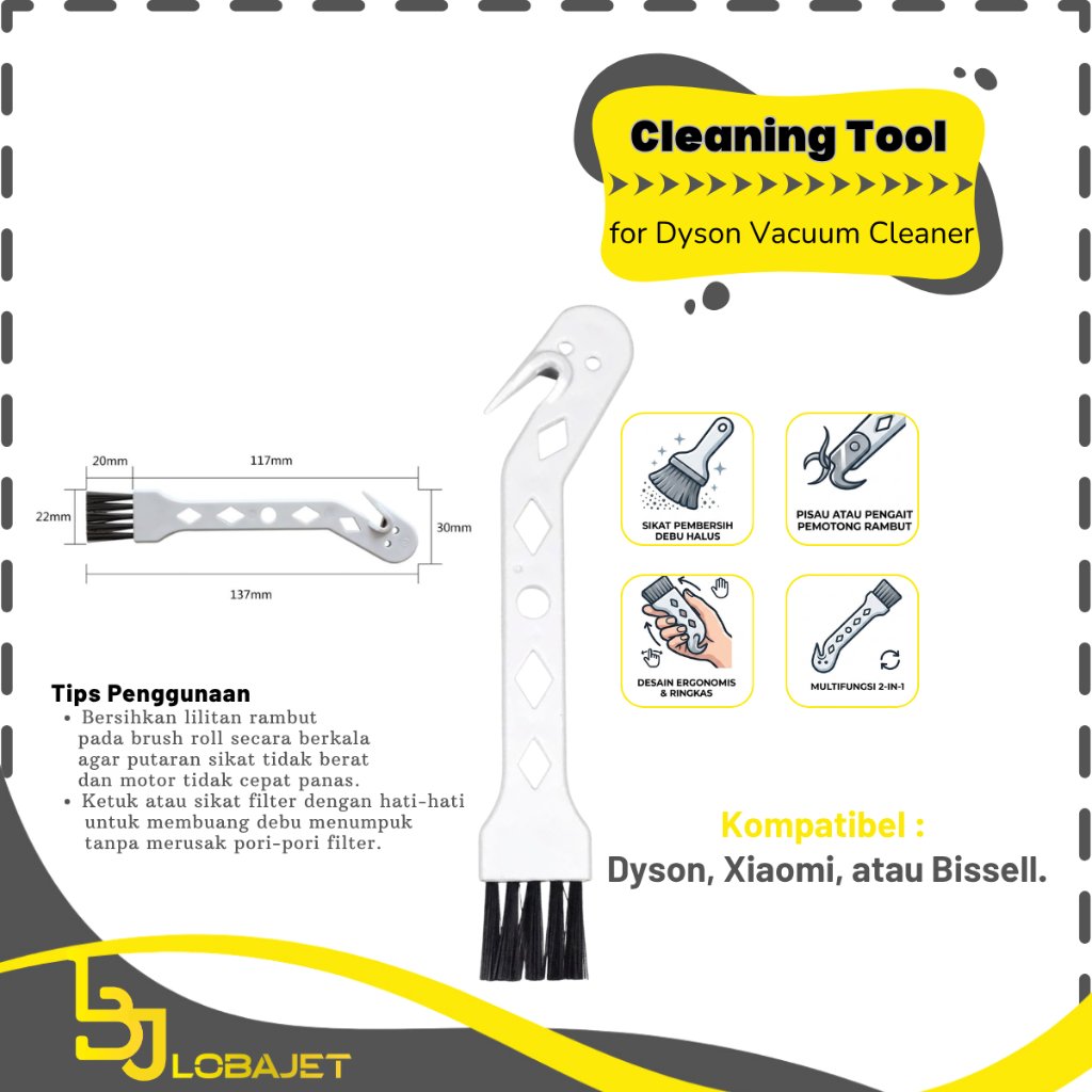 Cleaning Tool for Dyson Vacuum Cleaner - Alat Pembersih Filter dan Brush Roll untuk Vacuum Cleaner D