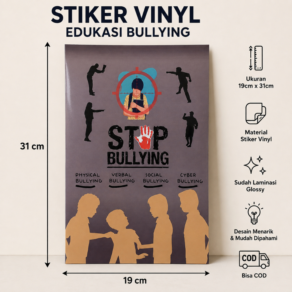 Stiker Stop Bullying - Bentuk Bullying - Stop Perundungan - Say No Bullying