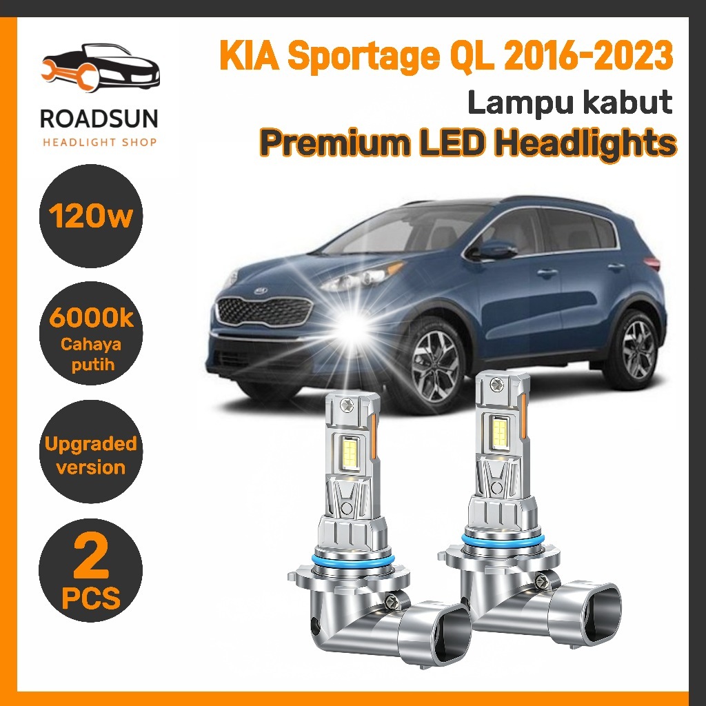 KIA Sportage QL Lampu kabut LED HB4 9006 Foglamp white Light 6000K, 2 buah