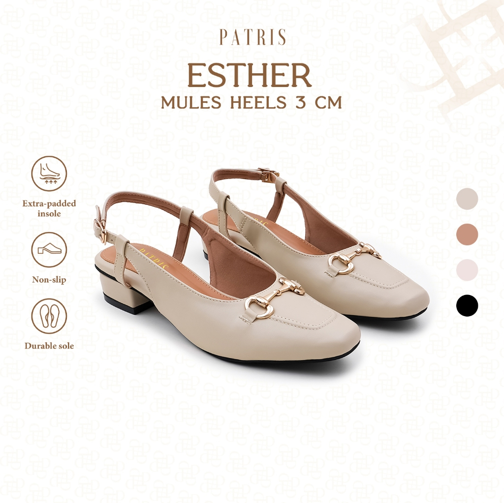 PATRIS Esther Sepatu Mules Wanita Nyaman Dipakai Heels 3 cm