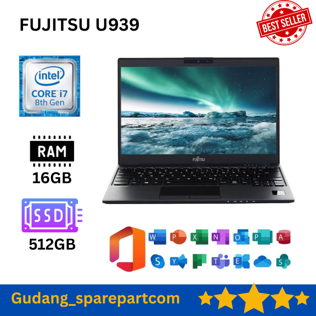 Laptop Lifebook FUJITSU U939 Intel Core I7 Gen 8 RAM 16GB SSD 512GB BERGARANSI