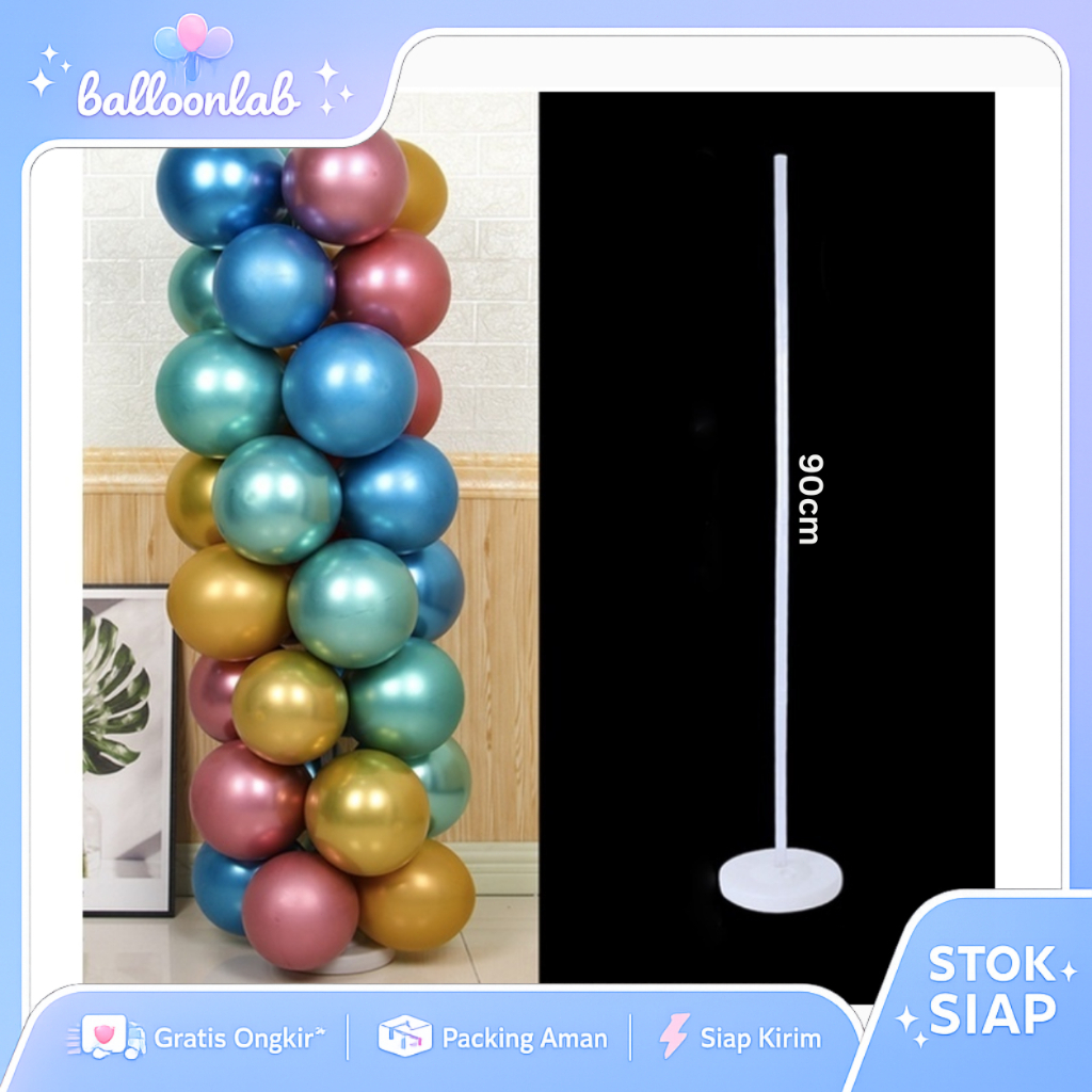 (FREE POMPA BALON) Dekorasi Tiang Balon Standing Balloon Garland Pastel Doff Chrome untuk Birthday P