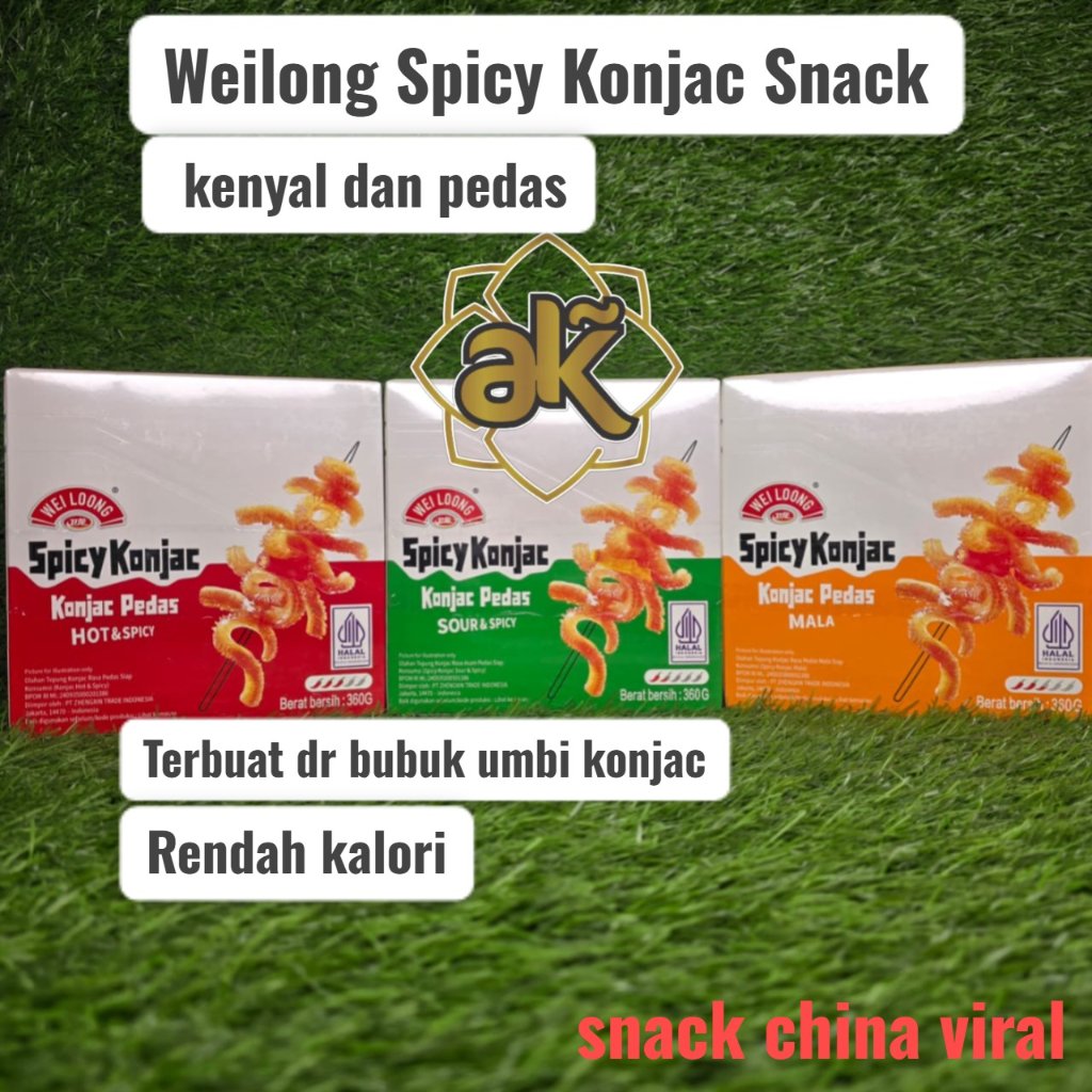 Wei Long Spicy Konjac Snack Konjac Pedas, (18gr x 20pcs) Snack China Viral halal
