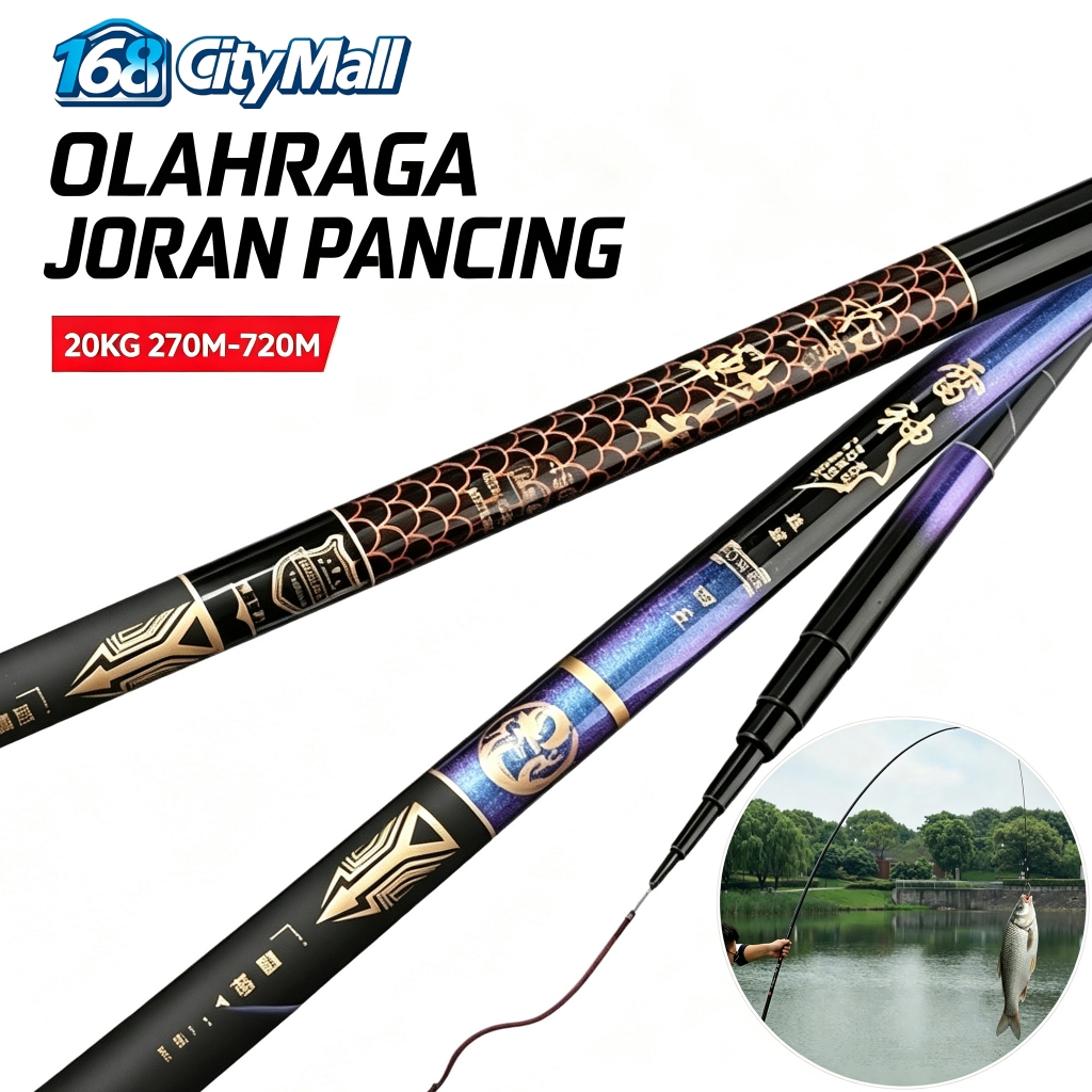 Sougayilang 2.7M- 7.2M Joran Tegek Fishing Rod Carbon Tegek Panjang Fishing Pole Set Portabel Telesk