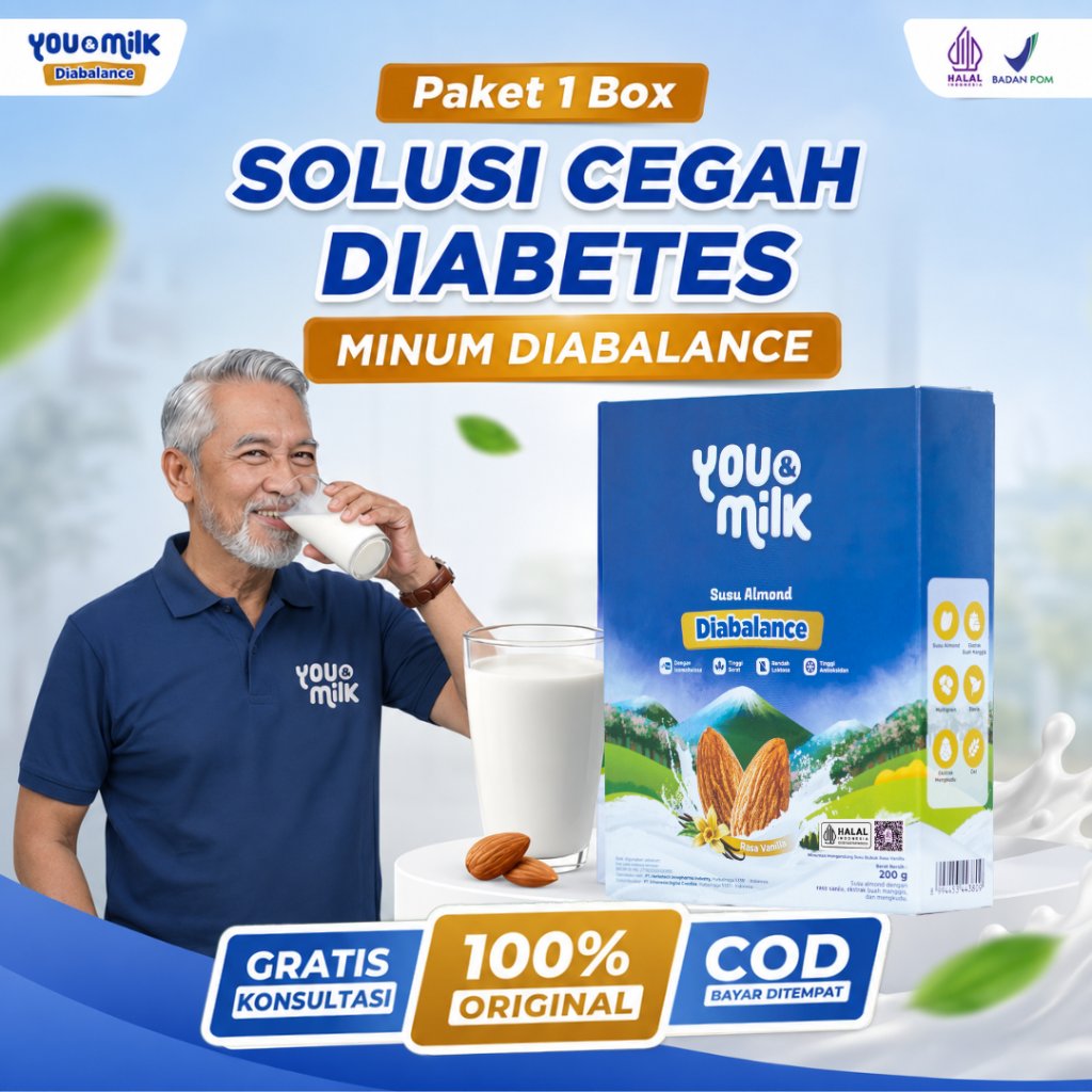 ORIGINAL 100% You & Milk Diabalance 1 BOX Susu Almond Stevia Cegah Diabetes Turunkan Gula Darah Tanp