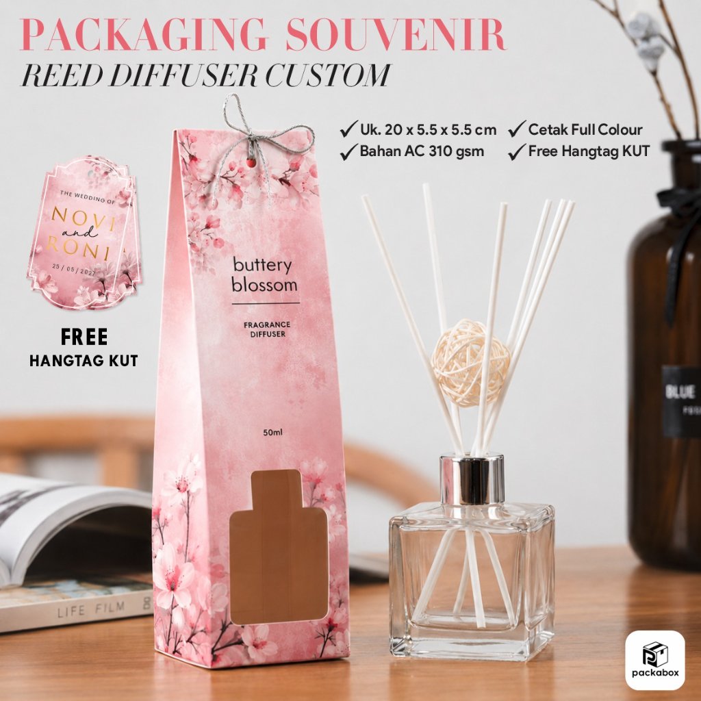 Custom Packaging Reed Diffuser untuk Souvenir Cocok untuk Berbagai Acara Unik & Elegan