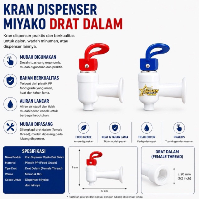 KRAN DISPENSER MIYAKO DRAT DALAM / KERAN DISPENSER MIYAKO