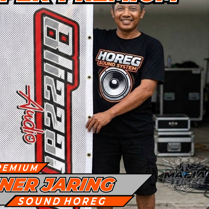 BANNER AUDIO SOUND HOREG PREMIUM - Kain Jaring Spanduk Speaker Anti Redam Suara