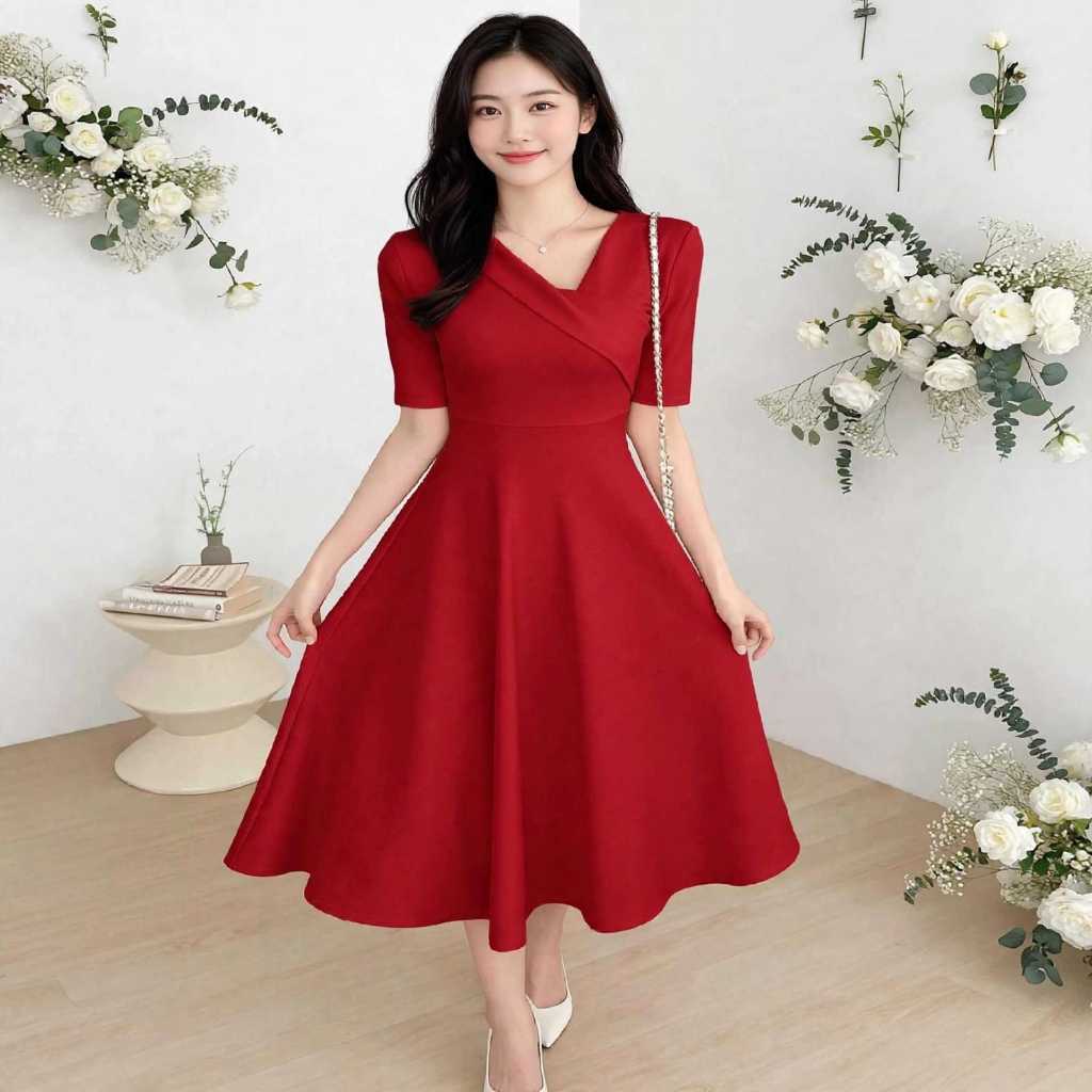 Syahira Dress Wanita Bahan Scuba Premium Nyaman Dipakai