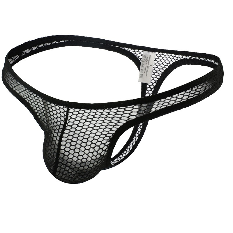 Mesh Thong Pria Celana Dalam Thong Pria Thong Jala Jaring Black D4012K
